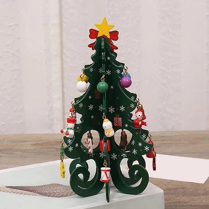 Wooden Christmas Tree Decoration Table Top