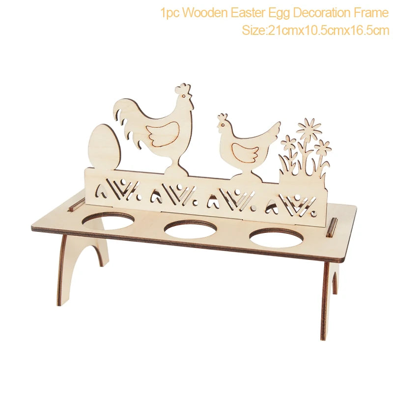 Wooden Easter Egg Rooster Display Frame Craft