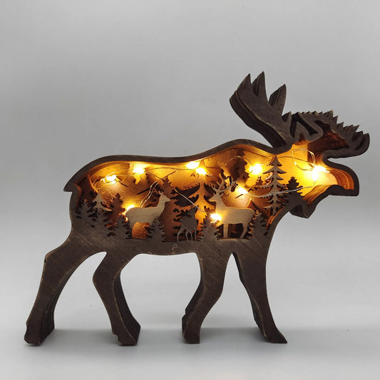 Wooden Elk WIth Lights
