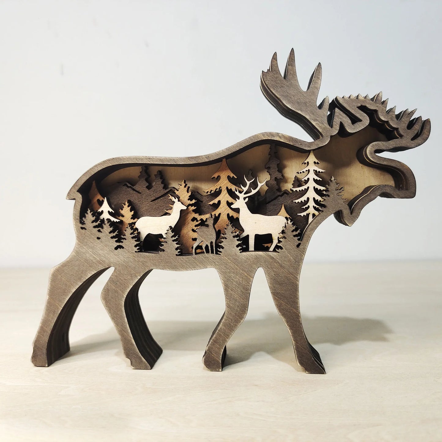 Wooden Elk with no lights christmas ornament