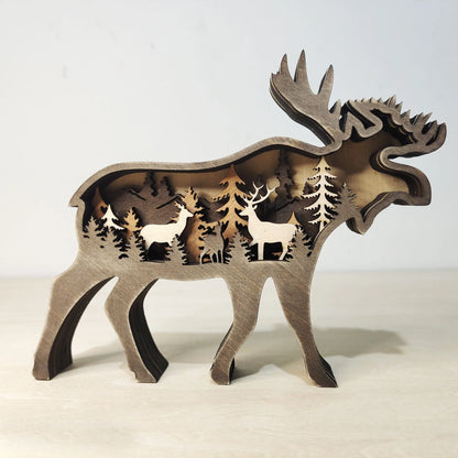 Wooden Elk with no lights christmas ornament
