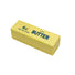 Yellow block of butter with text on a white background