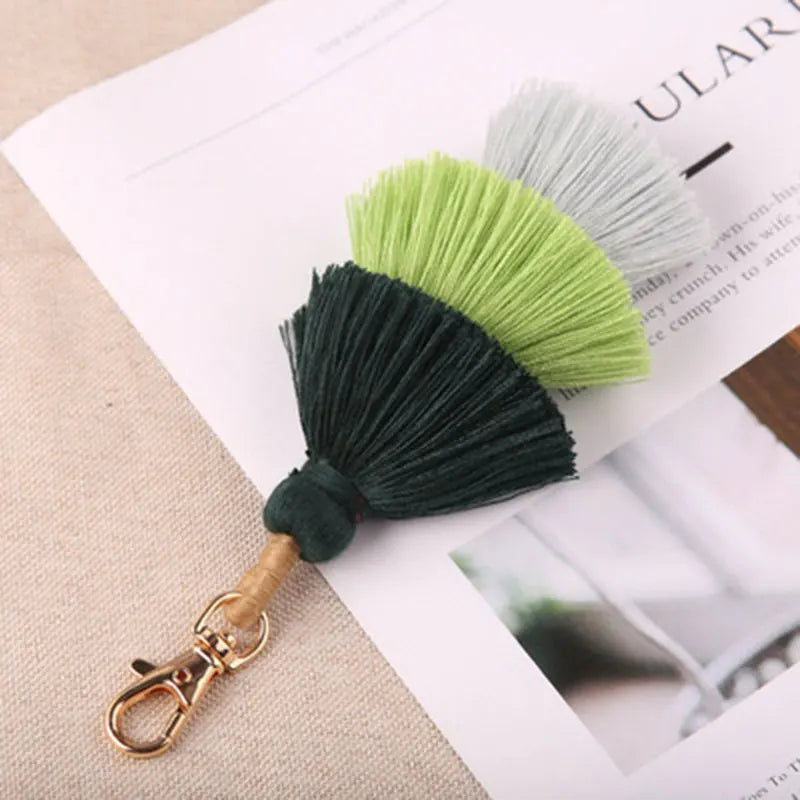 green layered bag charm gift for her