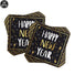 Stack of 'Happy New Year' napkins with black and gold design on a white background