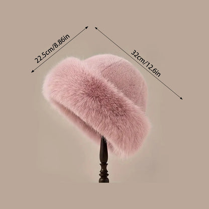 luxury pink faux fur hat measurements