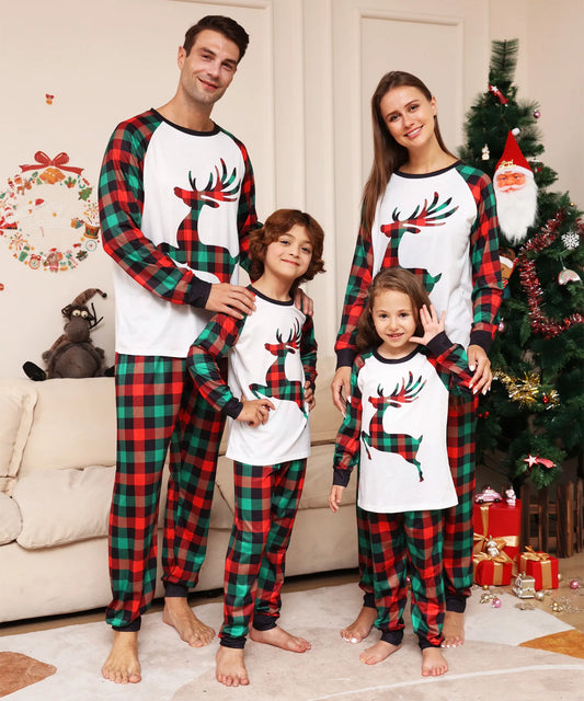 Matching Family Christmas Pyjamas - Elk Plaid