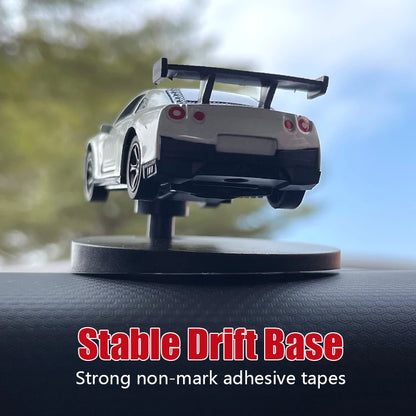 Model car on a stable drift base with a blurred outdoor background