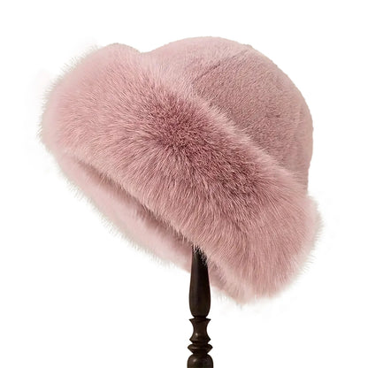 pink faux fur hat