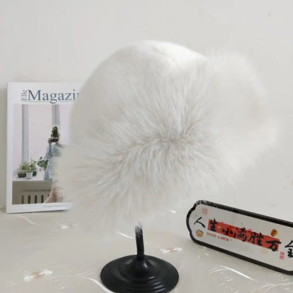 white faux fur womens winter hat