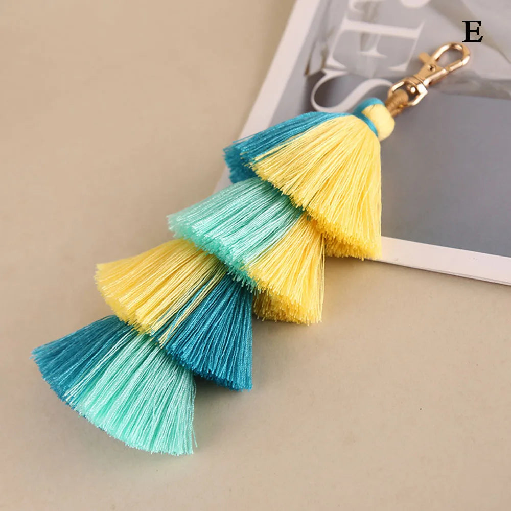 yellow teal 4 layer bag charm gift fo her